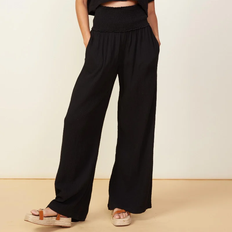 Gauze Smocked Flare Pant