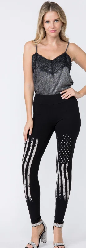 Rhinestone Flag Leggings