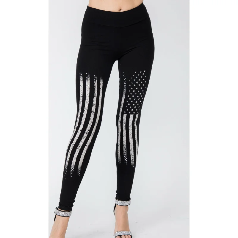 Vocal Rhinestone Flag Leggings