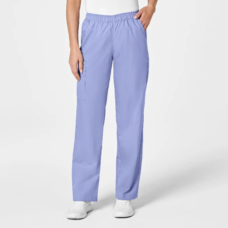 WonderWORK Women's Pull-On Cargo Scrub Pant - Ceil Blue