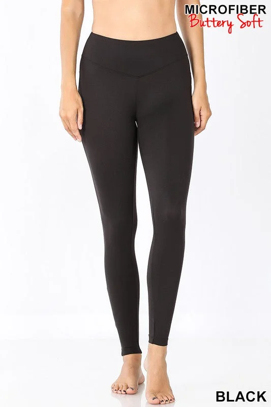 Yoga Band Black Leggings - Buttery Soft by Zenana