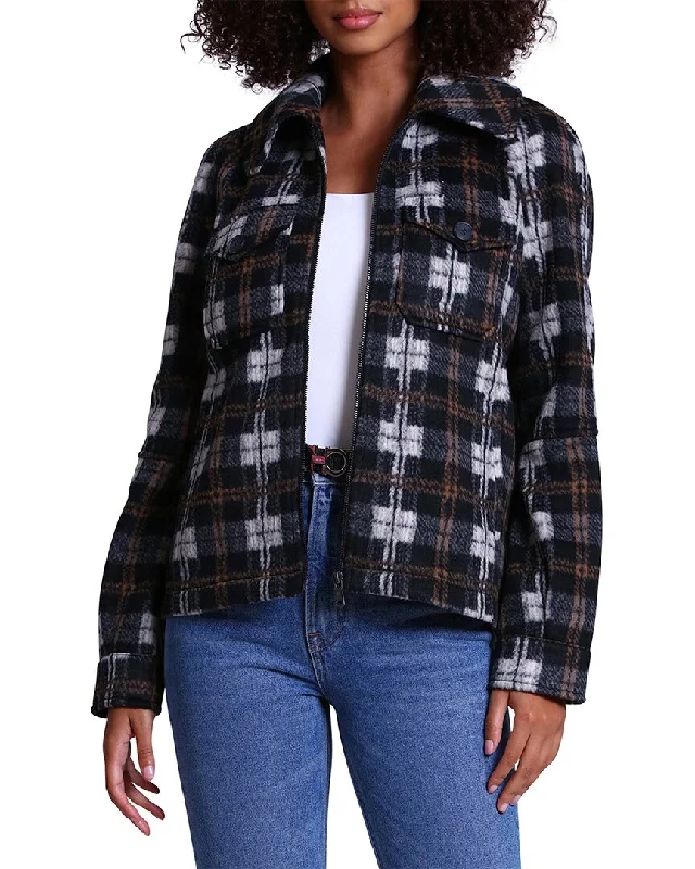 Avec Les Filles Plaid Zip Front Jacket