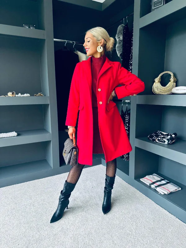 Emily Detailed Coat Red