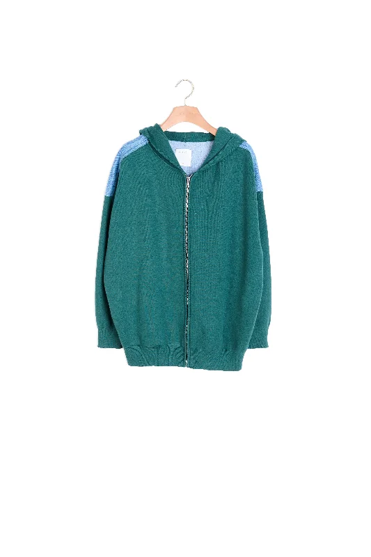 Cardigan hoodie bi-matière