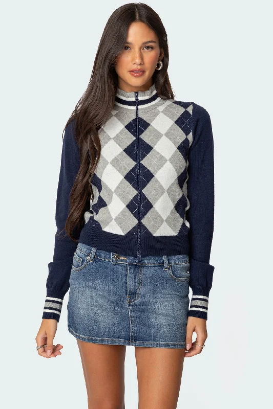 Madisen Argyle Knit Cardigan