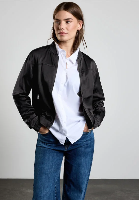 Street One Black Satin Bomber Jacket 212259