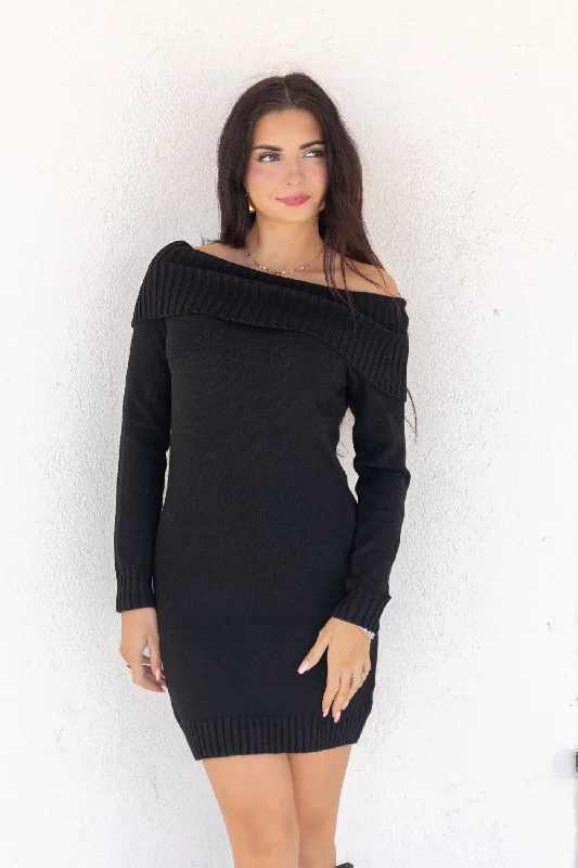 CARRIE OFF-THE-SHOULDER SWEATER DRESS