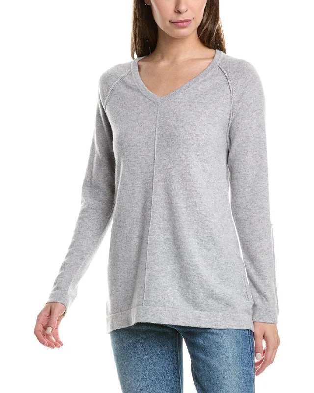 Forte Cashmere Easy Raglan V-Neck Cashmere Sweater