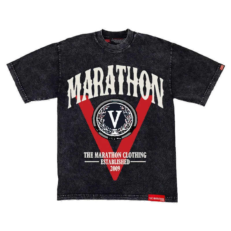 Marathon Vintage Victory V T-Shirt - Carbon Washed Black