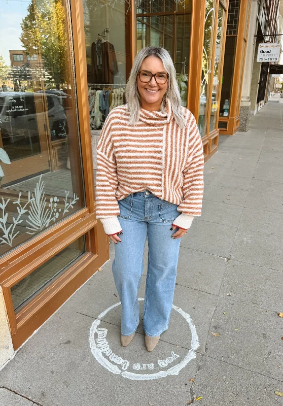 Mocha Striped Soft Knit Sweater