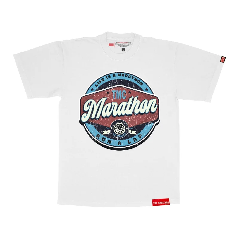 Vintage Run A Lap Marathon T-Shirt - White