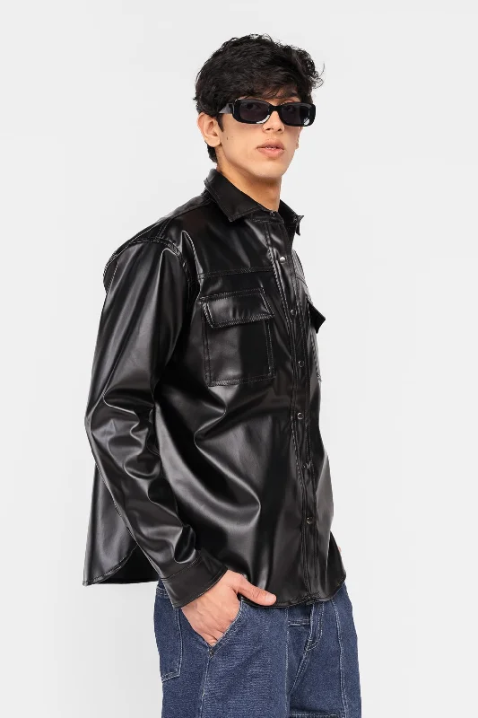 Black Leather Cowboy Men's Jacket