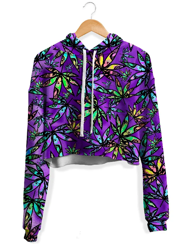 Cannabis Cascade Fleece Crop Hoodie