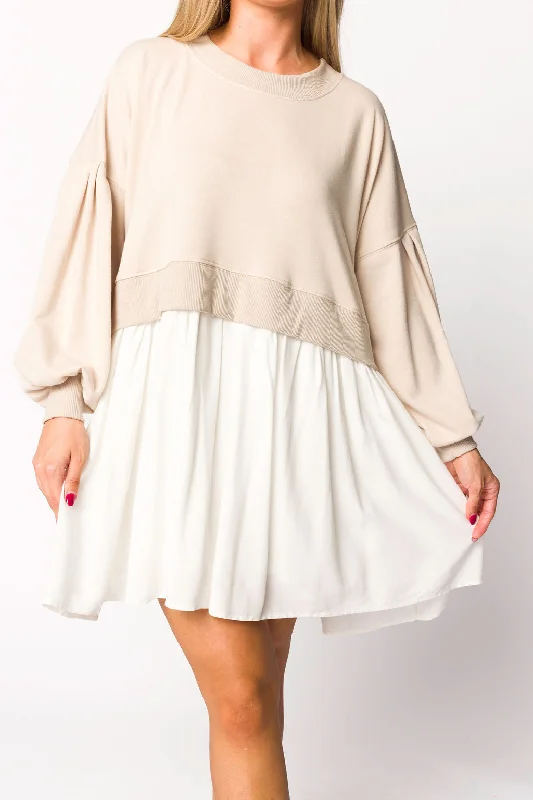 Janie Mini Dress in Seashell/Off-White