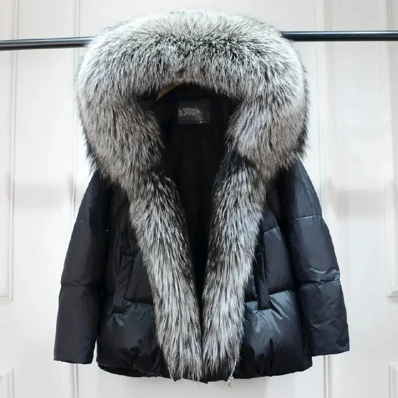 Luxe Warmth: Women's Duck Down Jacket with Natural Fur - Stylish Winter Comfort