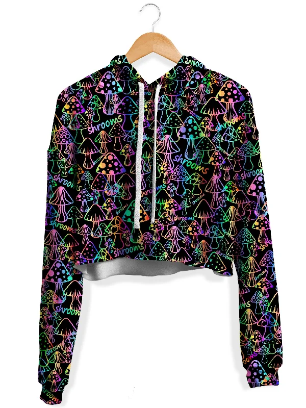 Psychedelic Shrooms Fleece Crop Hoodie