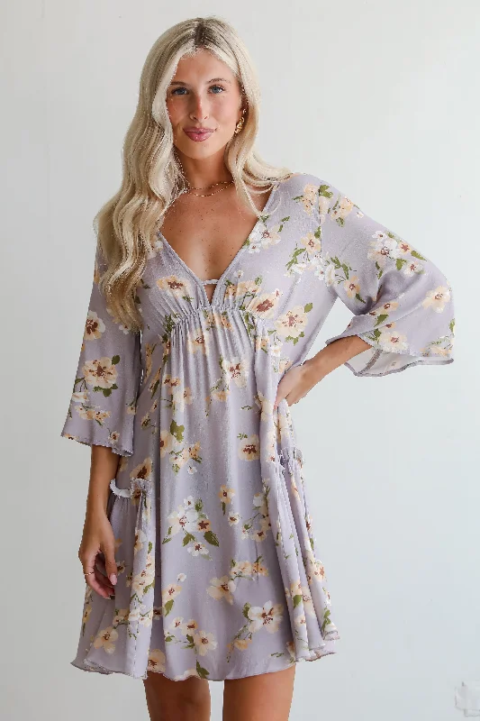 FINAL SALE - Your Sweetie Lilac Floral Mini Dress