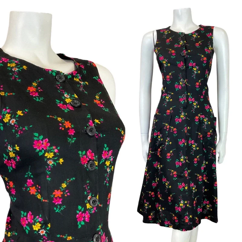 Sheath Women Dress with a Tailored Fit for a Professional Look Sheath Women Dress with a Tailored Fit for a Professional Look VINTAGE 60s 70s BLACK PINK GREEN DITSY FLORAL SLEEVELESS SUMMER DRESS 10