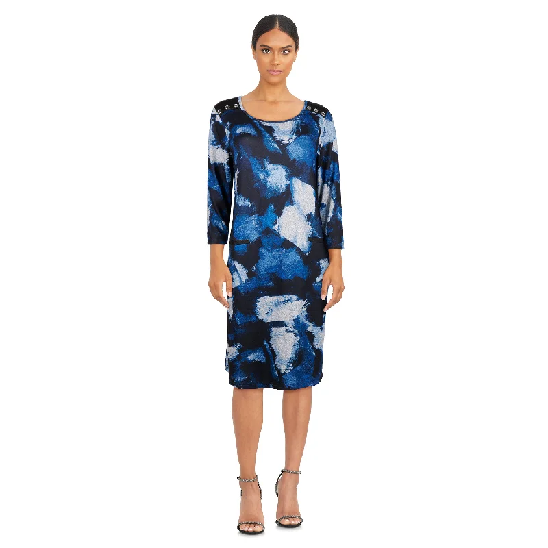 Classic Editions Women's Printed Snit Midi Dress