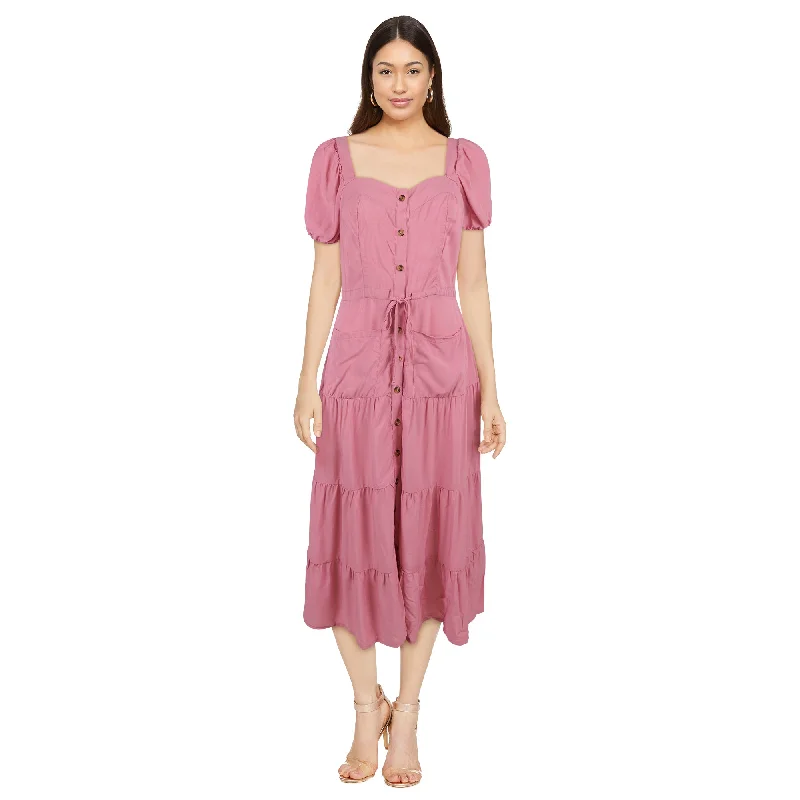 mySTYLE Women's Puff Sleeve Midi Dress