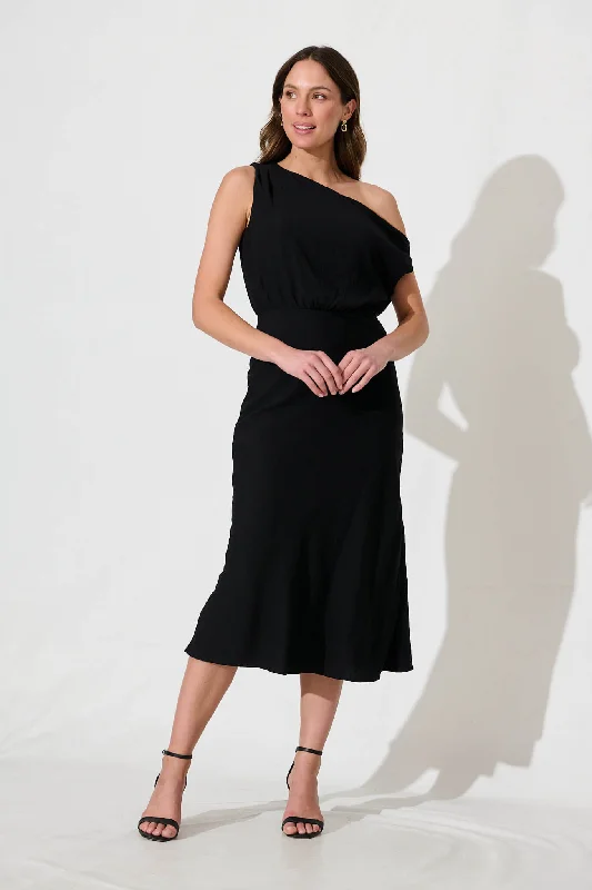 Georgiana Midi Dress in Black