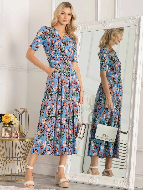 Jolie Moi Gillian Floral Maxi Dress, Royal Blue