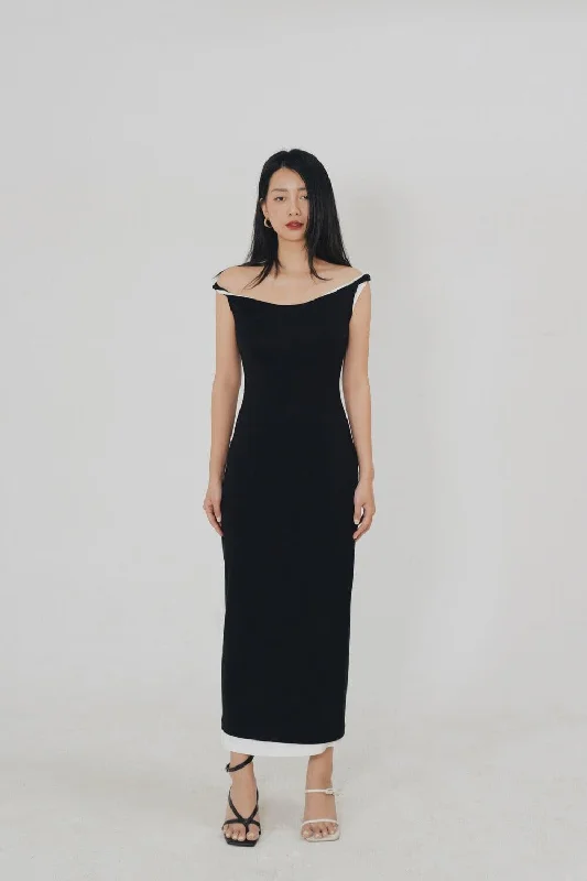 Lilium Sheath Off-Shoulder Cotton Midi Dress