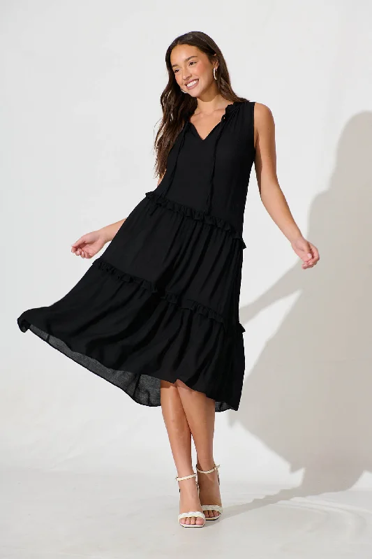 Yelena Midi Dress In Black