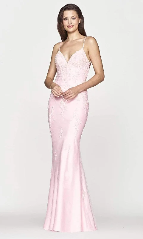 Faviana - S10633 V-Neck Open Back Trumpet Gown