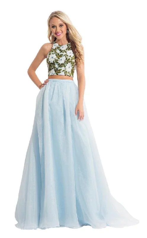 Rachel Allan Prom Long Two Piece Halter Gown 6151