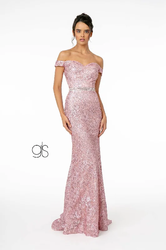 Glitter Netting Mermaid Long Prom Dress