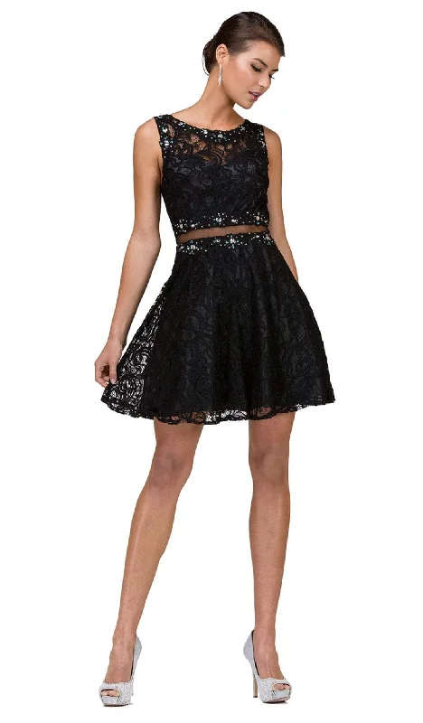 Dancing Queen - 2053 Illusion Two Piece Beaded Lace Cocktail Dress