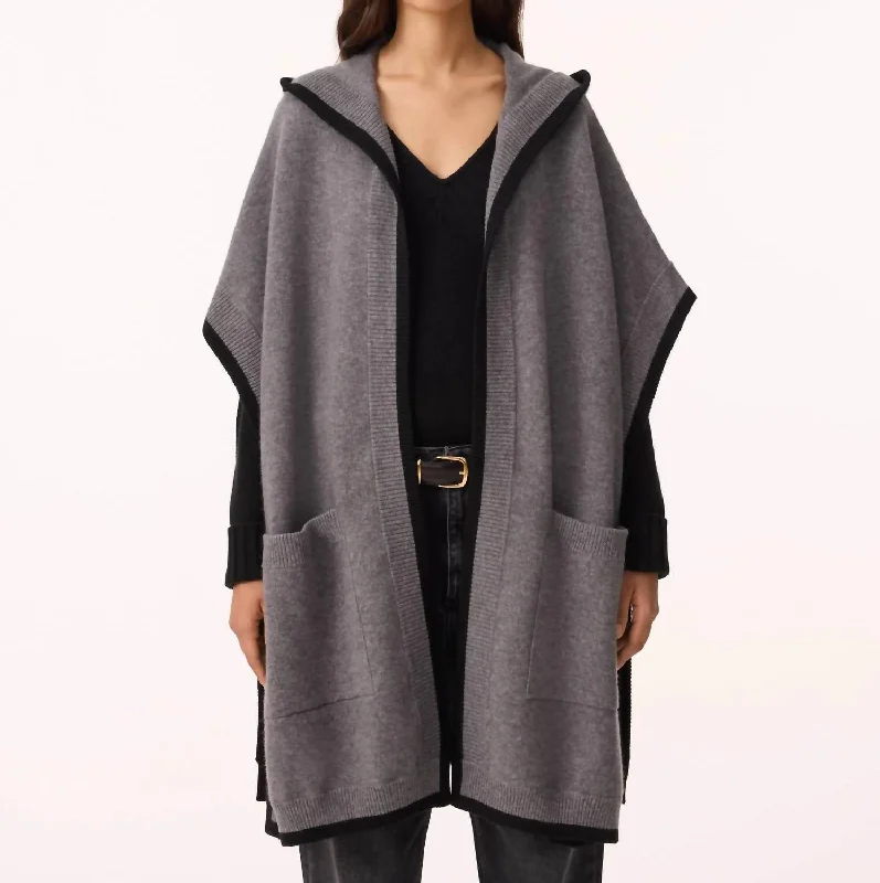 Belina Cashmere Cape In Flannel Grey