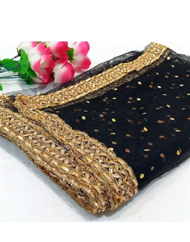 Gota Lace Net Dupatta - Black (DZ14997)