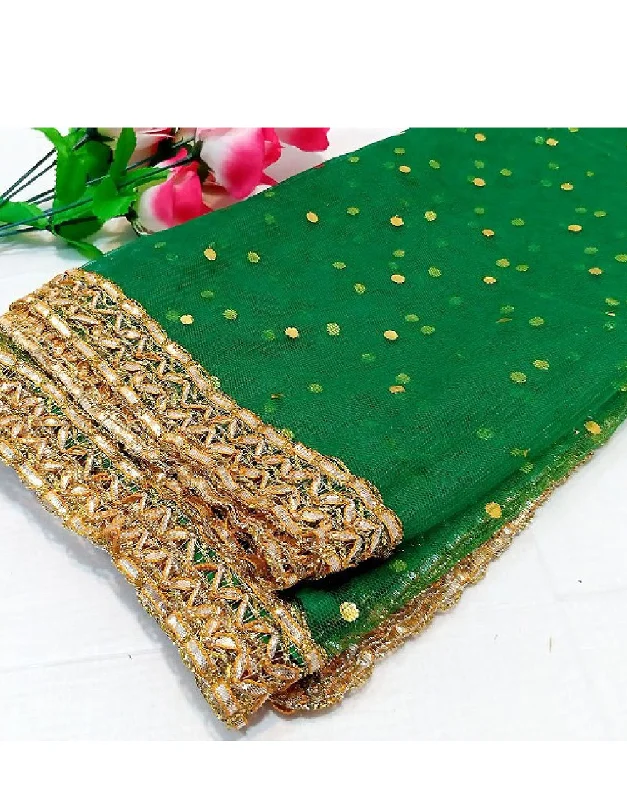 Gota Lace Net Dupatta - Green (DZ15000)