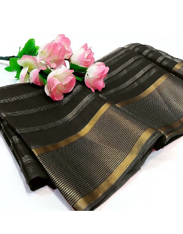 Lining Printed Organza Dupatta - Black (DZ14986)