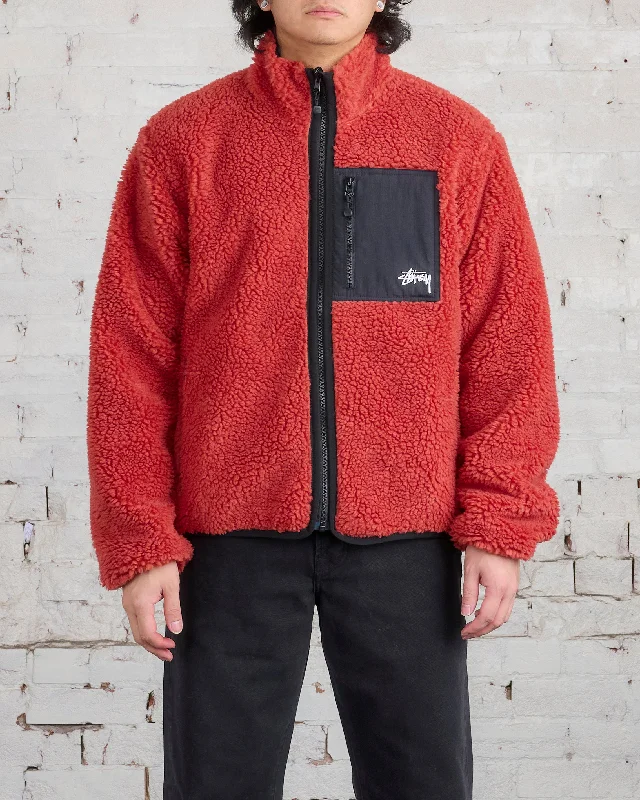 Stussy Sherpa Reversible Jacket Terracotta