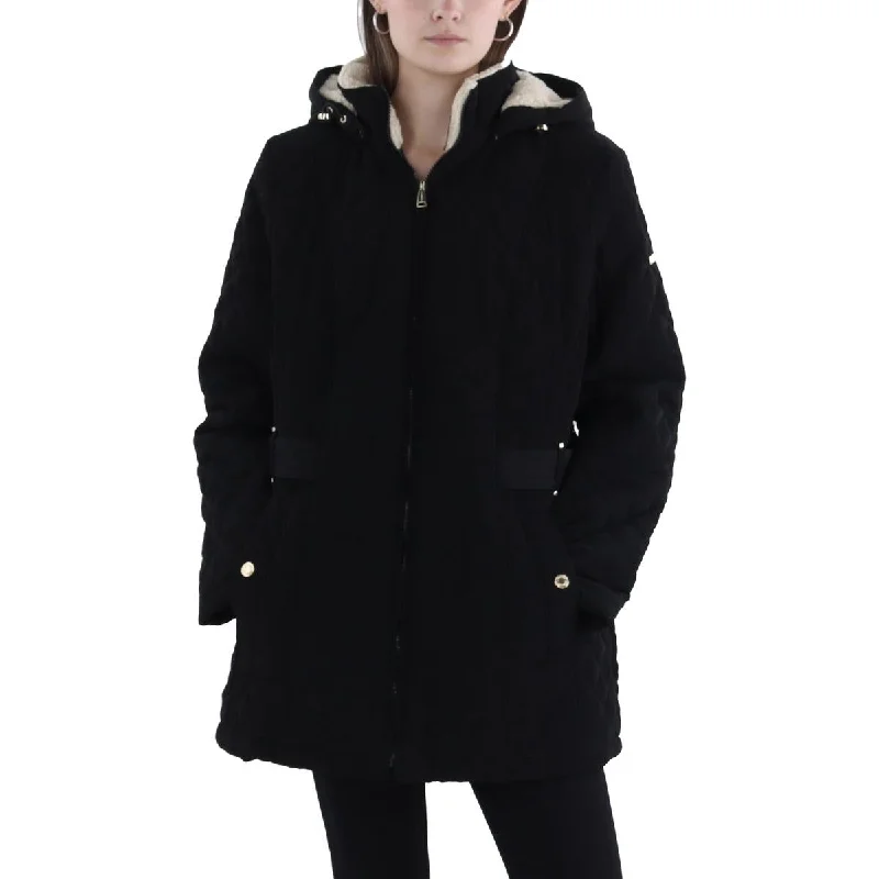 Womens Faux Fur Hooded Quilted Coat