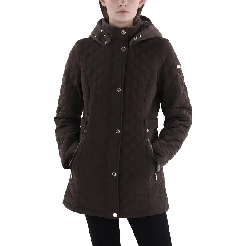 Womens Faux Fur Hooded Quilted Coat