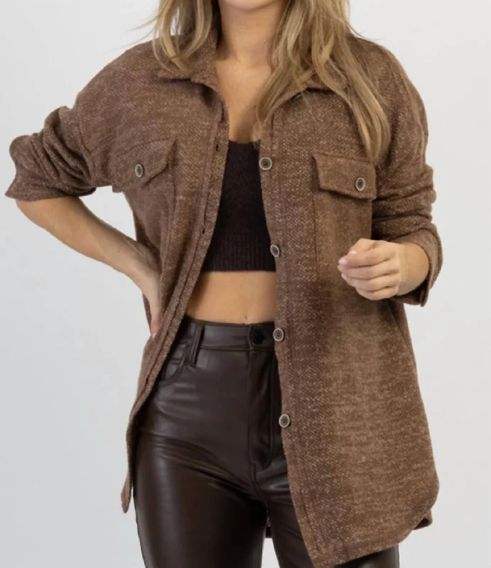 Woodstock Relaxed Shirt Jacket In Cocoa