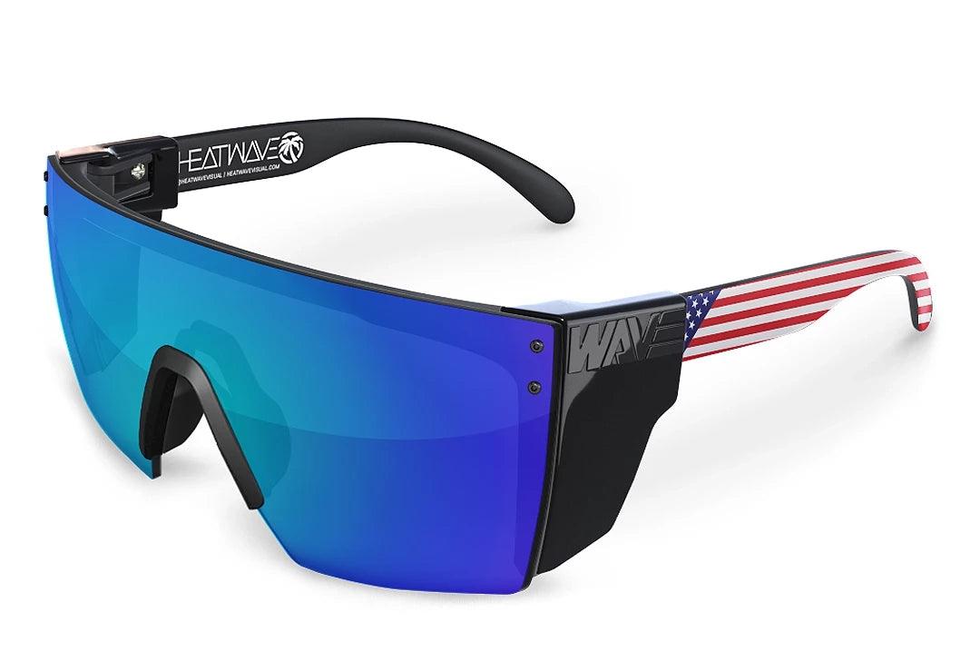 Lazer Face Sunglasses: Stars & Stripes USA Z87 Polarized Galaxy Blue Lens