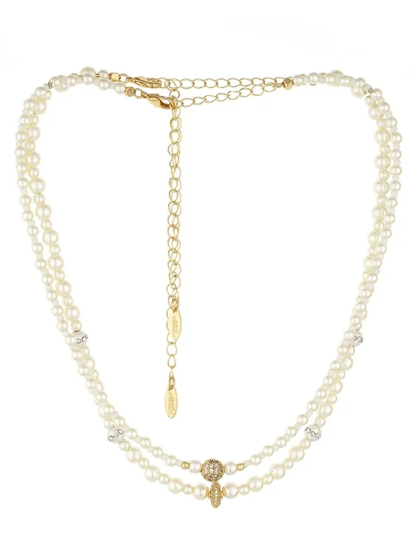 18k Double Chain Pearl Necklace