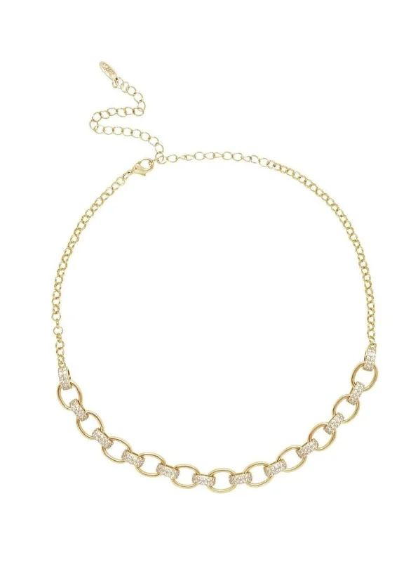 18k Chain Link Rhinestone Necklace