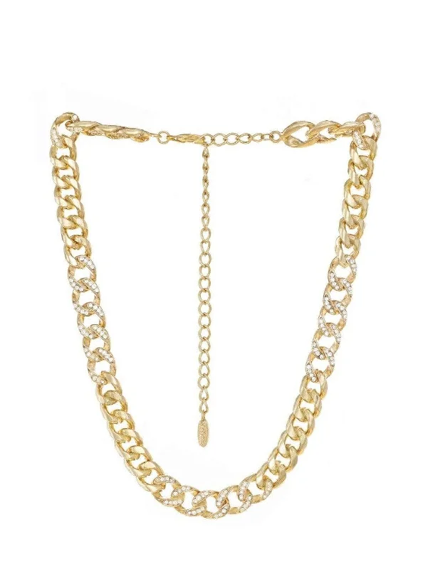 18k Chain Link Rhinestone Necklace