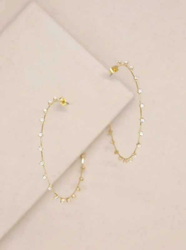 18k Crystal Simple Hoop Earrings