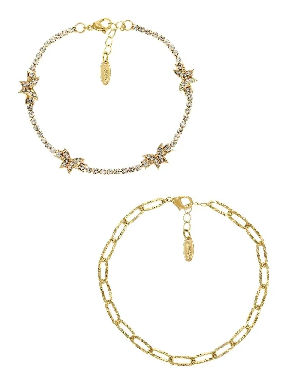 18k Butterfly Anklet Set