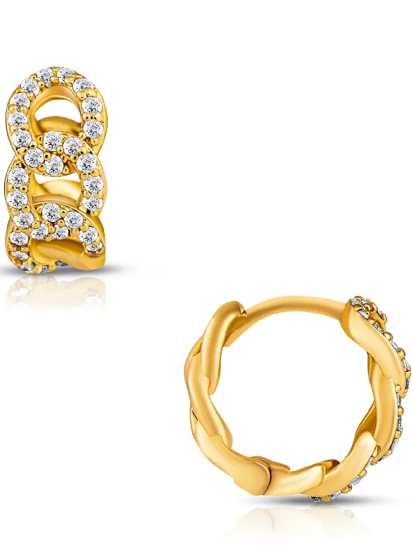 18k Anika Chain Huggie Hoop Earrings