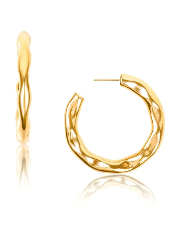 18k Astrid Hammered Hoop Earrings