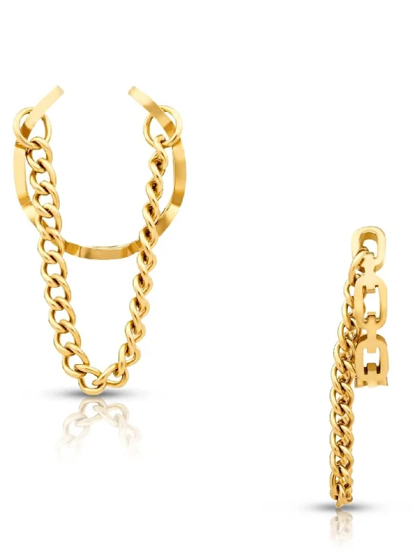 18k Billy Chain Ear Cuff Earrings