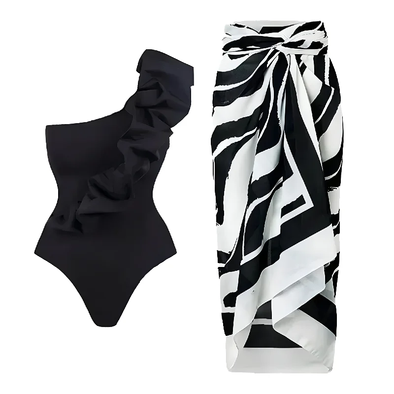 The Isotta One-Piece Swimsuit Sarong Set